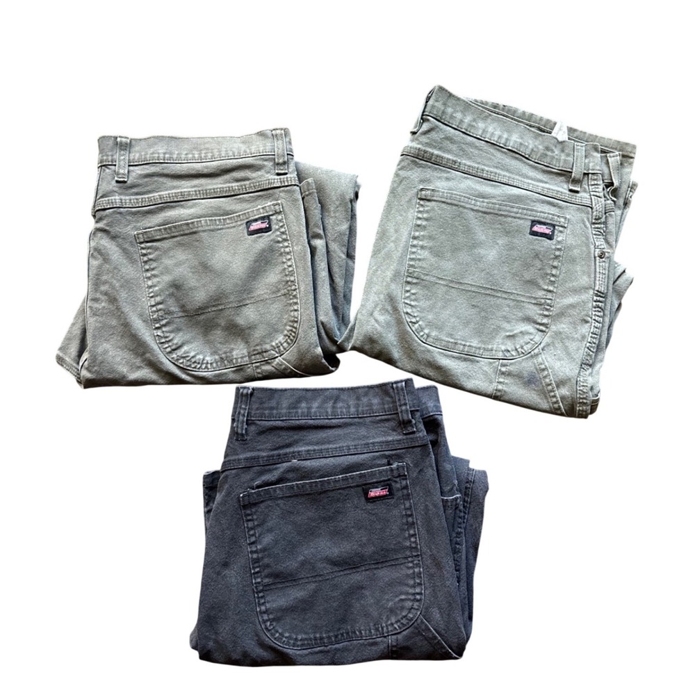 Black & Olive Green Dickies Carpenter Pants Lot 3 Bundle 36x30